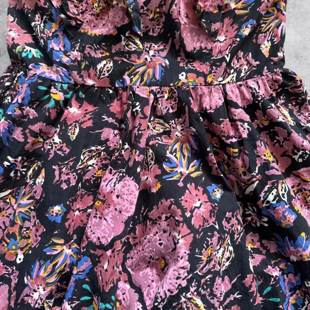Cleobella Organic Cotton Floral Tie Shoulder Bubble Hem Mini Dress Black Pink - Picture 3 of 8